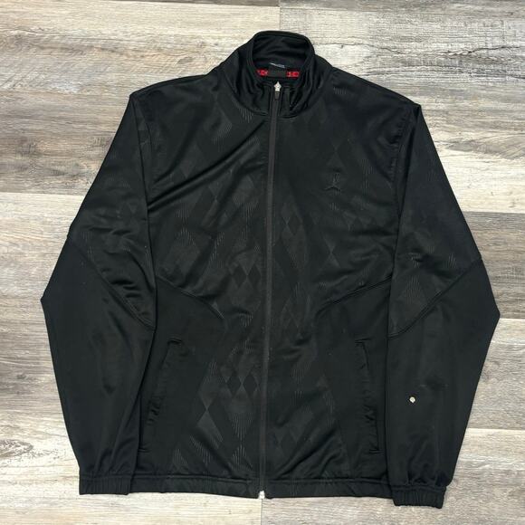 Nike Air Jordan Geometric Diamond Black Mens Large Full Zip Jumpman Track Jacket - Picture 2 of 11